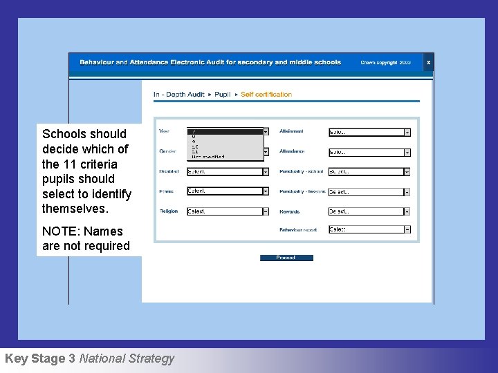 Schools should decide which of the 11 criteria pupils should select to identify themselves.
