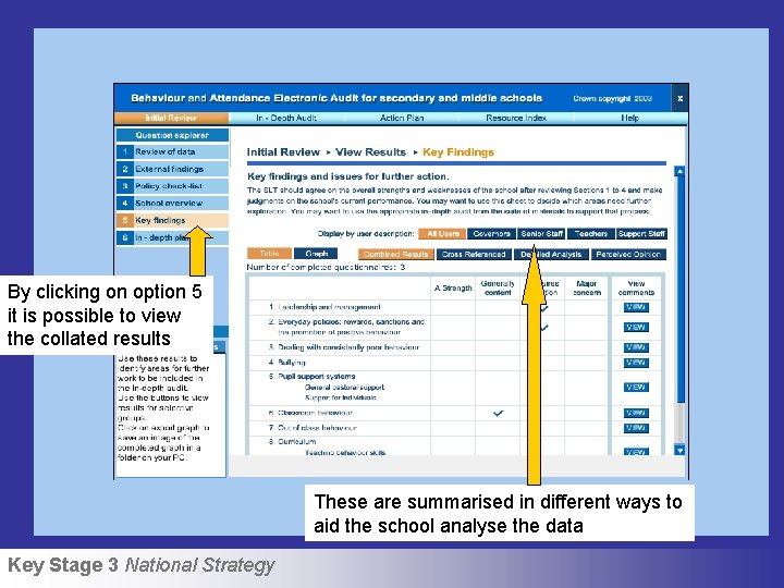 By clicking on option 5 it is possible to view the collated results These
