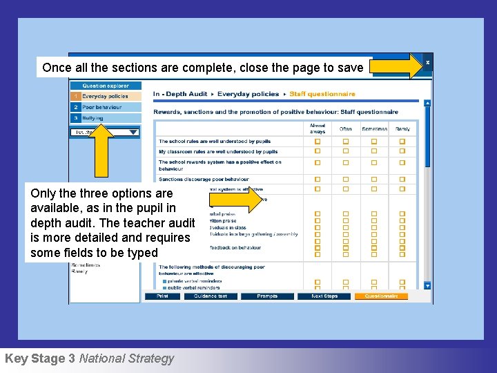 Once all the sections are complete, close the page to save Only the three