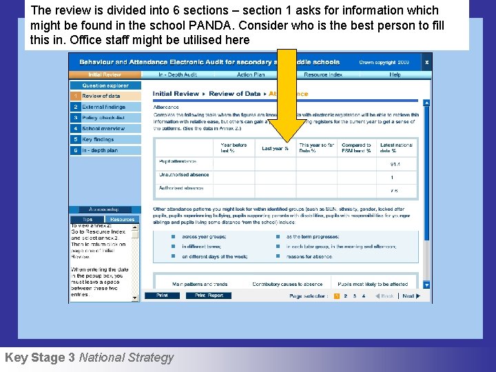 The review is divided into 6 sections – section 1 asks for information which