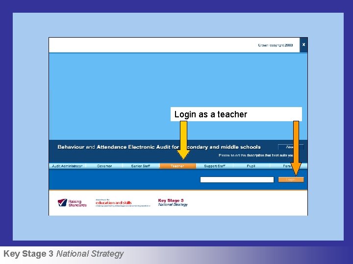 Login as a teacher Key Stage 3 National Strategy 