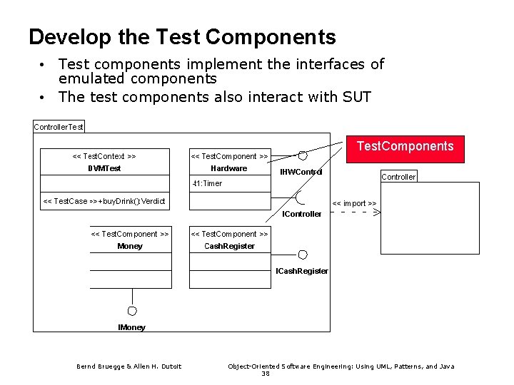 Develop the Test Components • Test components implement the interfaces of emulated components •