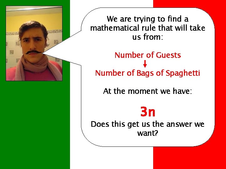 We are trying to find a mathematical rule that will take us from: Number