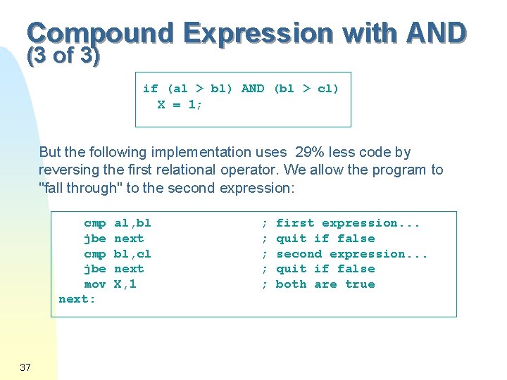 Compound Expression with AND (3 of 3) if (al > bl) AND (bl >