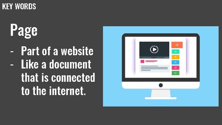 KEY WORDS Page - Part of a website - Like a document that is KEY WORDS Page - Part of a website - Like a document that is