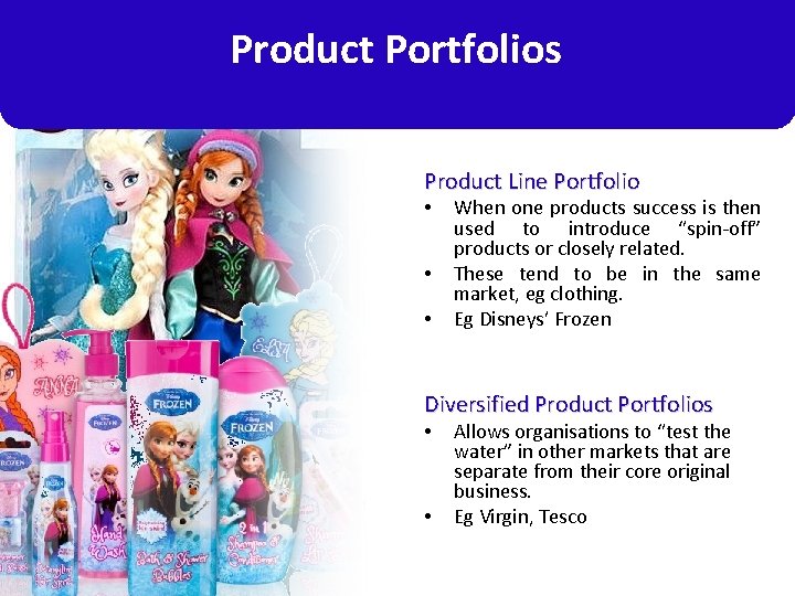 Product Portfolios Product Line Portfolio • • • When one products success is then