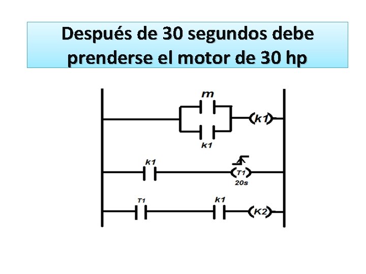 Después de 30 segundos debe prenderse el motor de 30 hp 