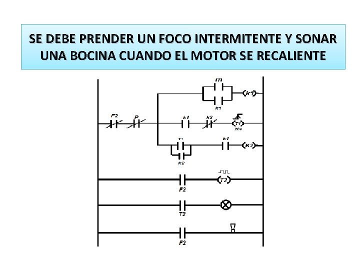 SE DEBE PRENDER UN FOCO INTERMITENTE Y SONAR UNA BOCINA CUANDO EL MOTOR SE