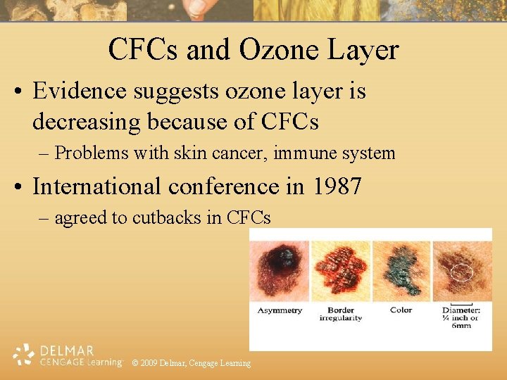 CFCs and Ozone Layer • Evidence suggests ozone layer is decreasing because of CFCs