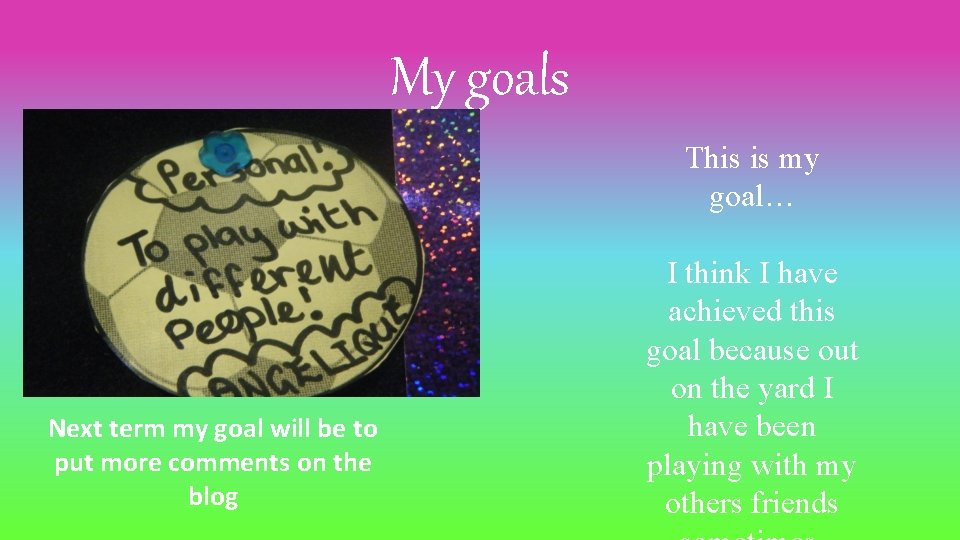 My goals This is my goal… Next term my goal will be to put