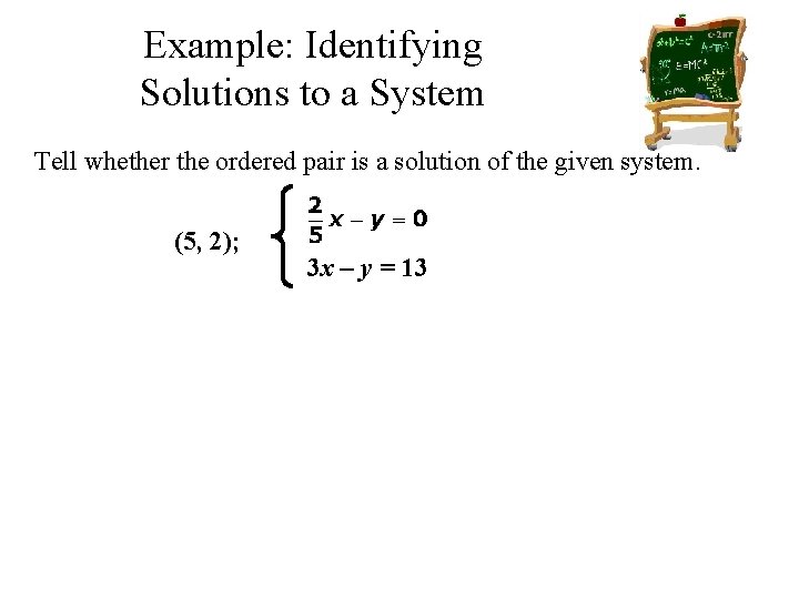 Example: Identifying Solutions to a System Tell whether the ordered pair is a solution