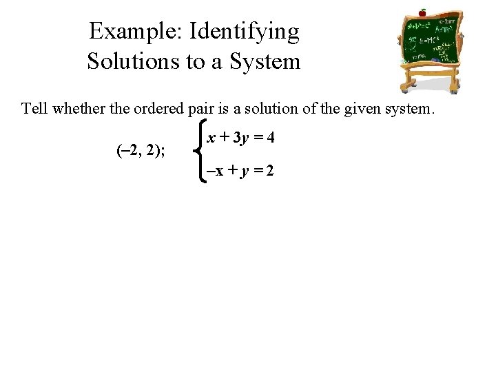 Example: Identifying Solutions to a System Tell whether the ordered pair is a solution