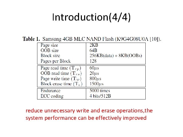 Introduction(4/4) reduce unnecessary write and erase operations, the system performance can be effectively improved