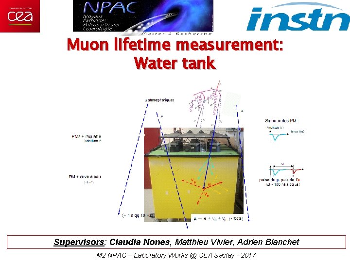 Muon lifetime measurement: Water tank Supervisors: Claudia Nones, Matthieu Vivier, Adrien Blanchet M 2