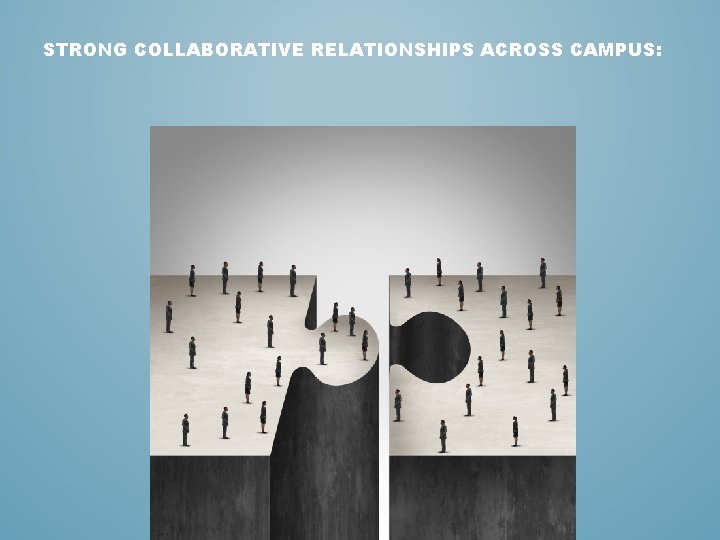 STRONG COLLABORATIVE RELATIONSHIPS ACROSS CAMPUS: 