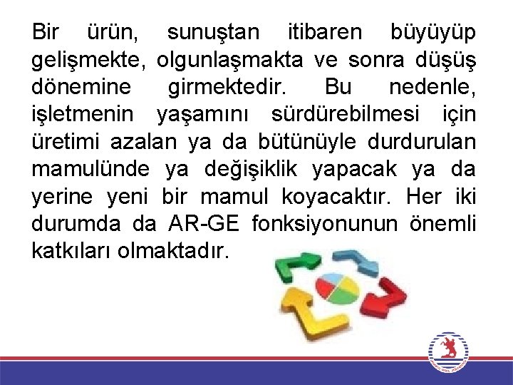 Bir ürün, sunuştan itibaren büyüyüp gelişmekte, olgunlaşmakta ve sonra düşüş dönemine girmektedir. Bu nedenle,