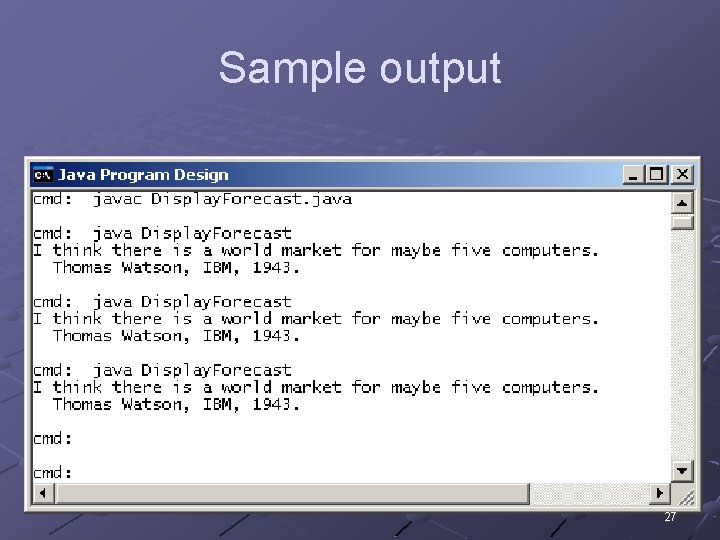 Sample output 27 Sample output 27