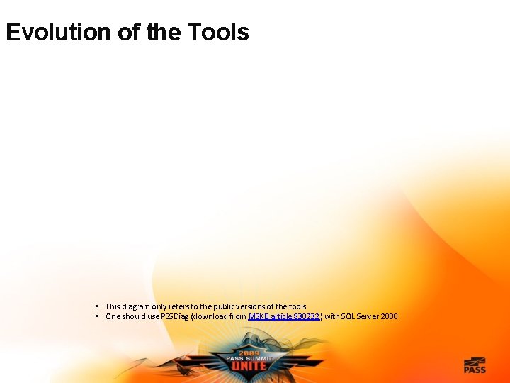 Evolution of the Tools • This diagram only refers to the public versions of