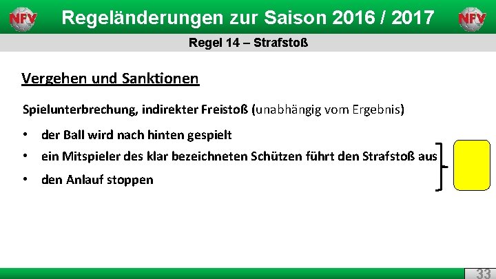 Regeländerungen zur Saison 2016 / 2017 Regel 14 – Strafstoß Vergehen und Sanktionen Spielunterbrechung,