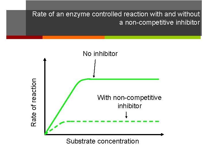 Rate of an enzyme controlled reaction with and without a non-competitive inhibitor Rate of