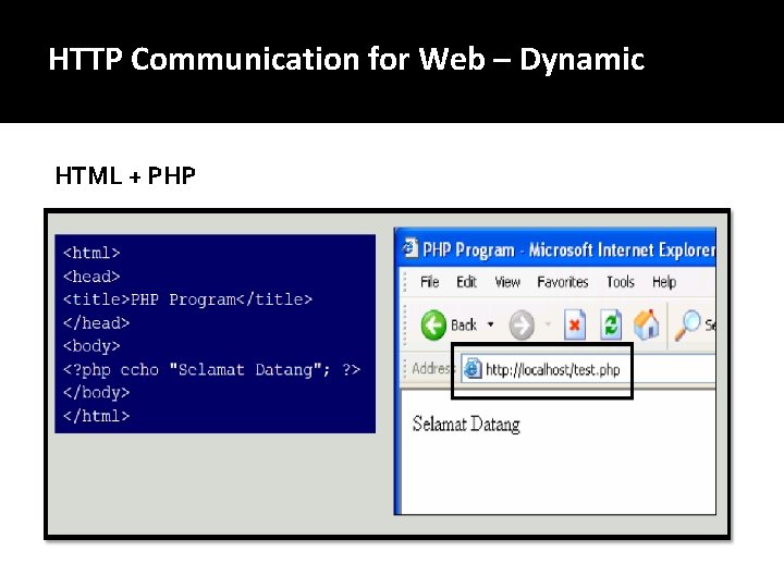 HTTP Communication for Web – Dynamic HTML + PHP 