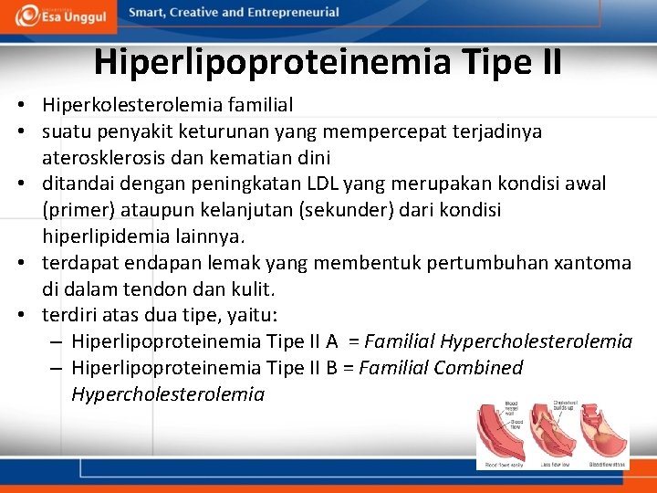 Hiperlipoproteinemia Tipe II • Hiperkolesterolemia familial • suatu penyakit keturunan yang mempercepat terjadinya aterosklerosis