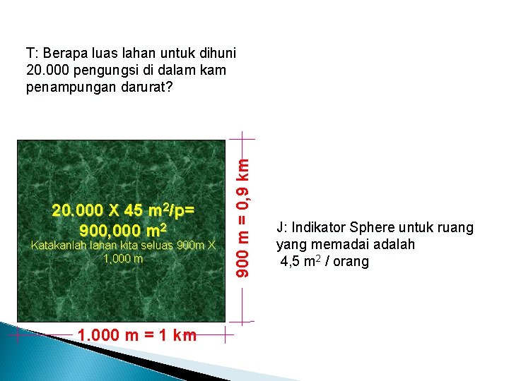 20. 000 X 45 m 2/p= 900, 000 m 2 Katakanlah lahan kita seluas