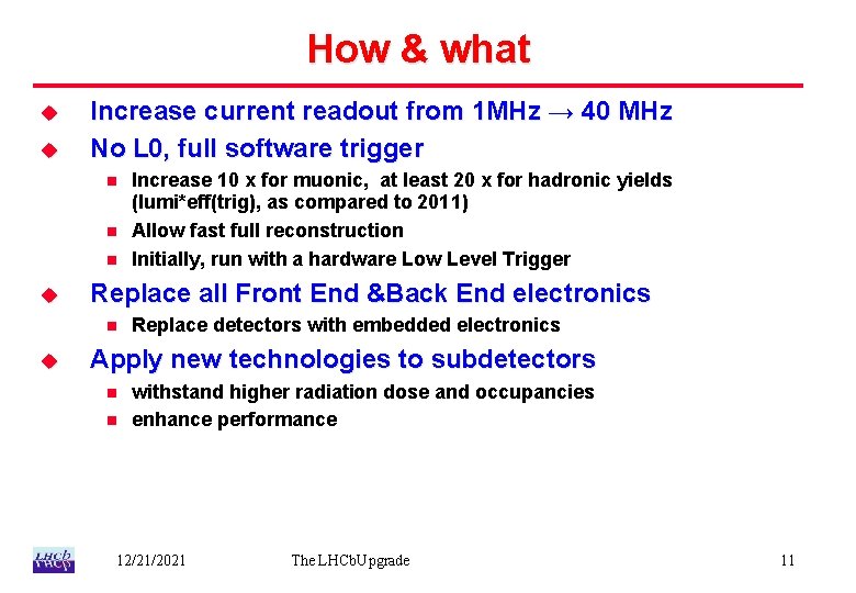 How & what u u Increase current readout from 1 MHz → 40 MHz