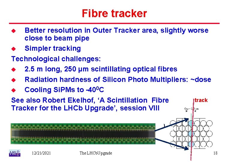 Fibre tracker Better resolution in Outer Tracker area, slightly worse close to beam pipe