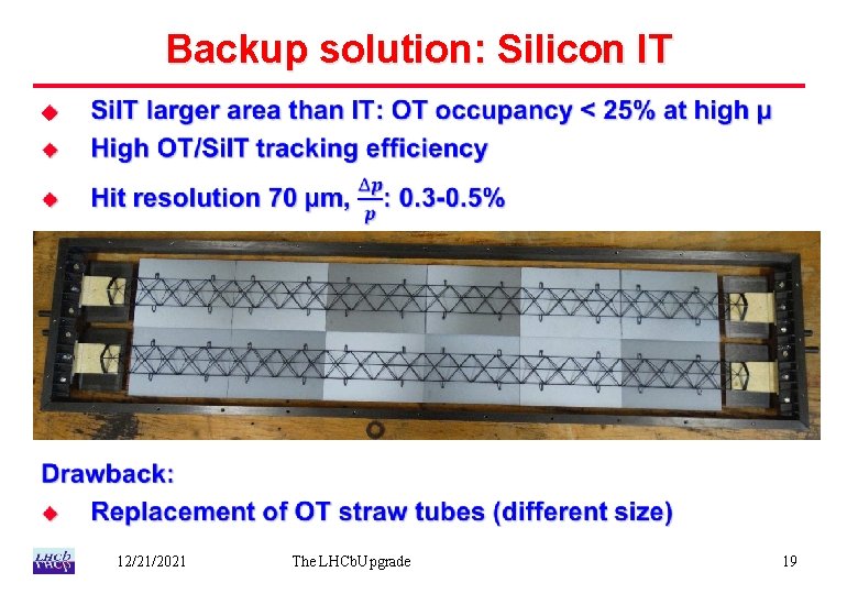 Backup solution: Silicon IT u 12/21/2021 The LHCb. Upgrade 19 