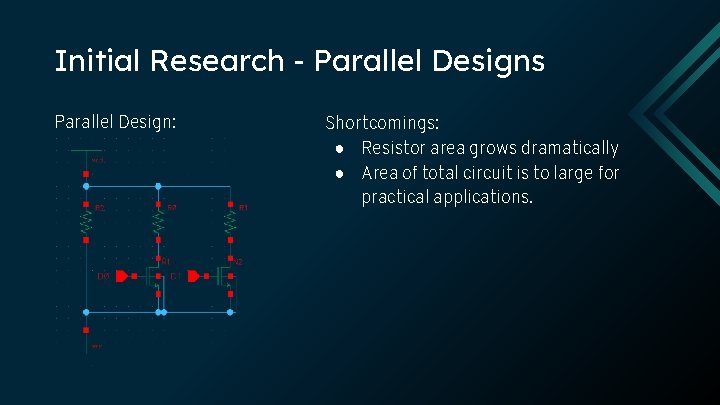 Initial Research - Parallel Designs Parallel Design: Shortcomings: ● Resistor area grows dramatically ●