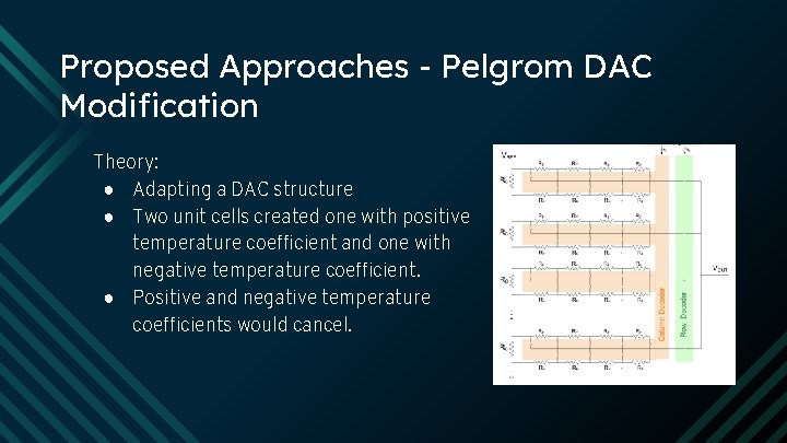 Proposed Approaches - Pelgrom DAC Modification Theory: ● Adapting a DAC structure ● Two