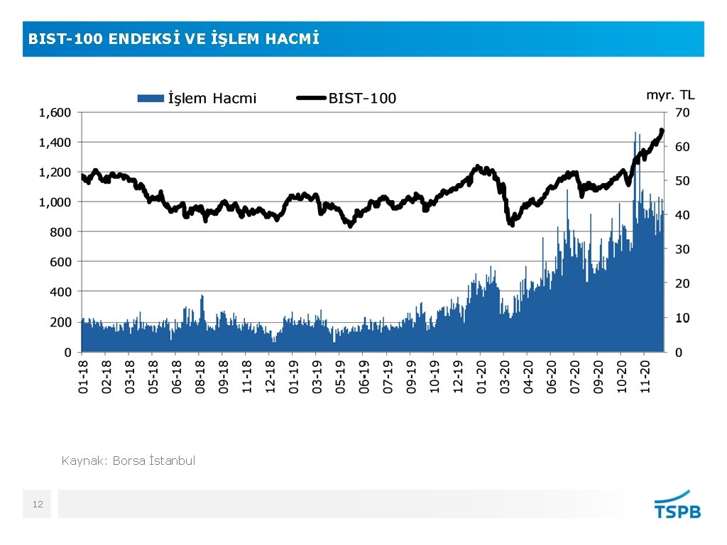 BIST-100 ENDEKSİ VE İŞLEM HACMİ Kaynak: Borsa İstanbul 12 