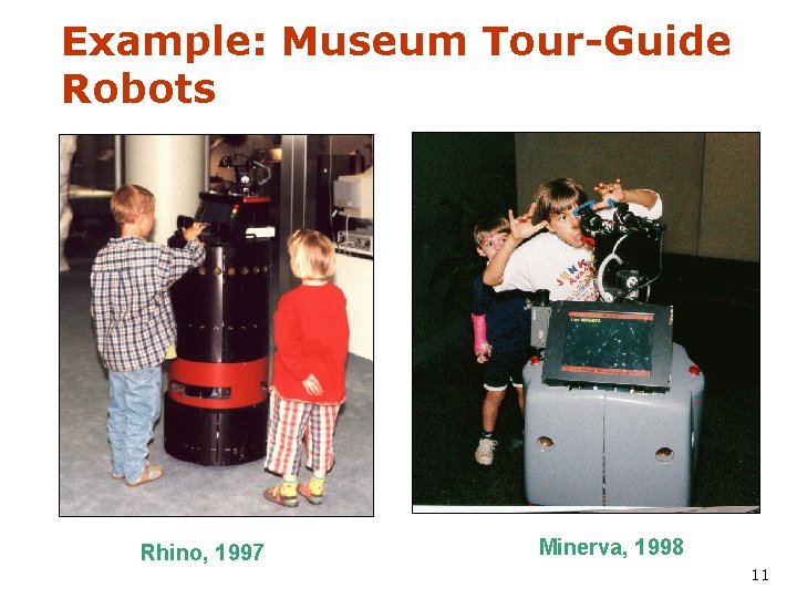 Example: Museum Tour-Guide Robots Rhino, 1997 Minerva, 1998 11 