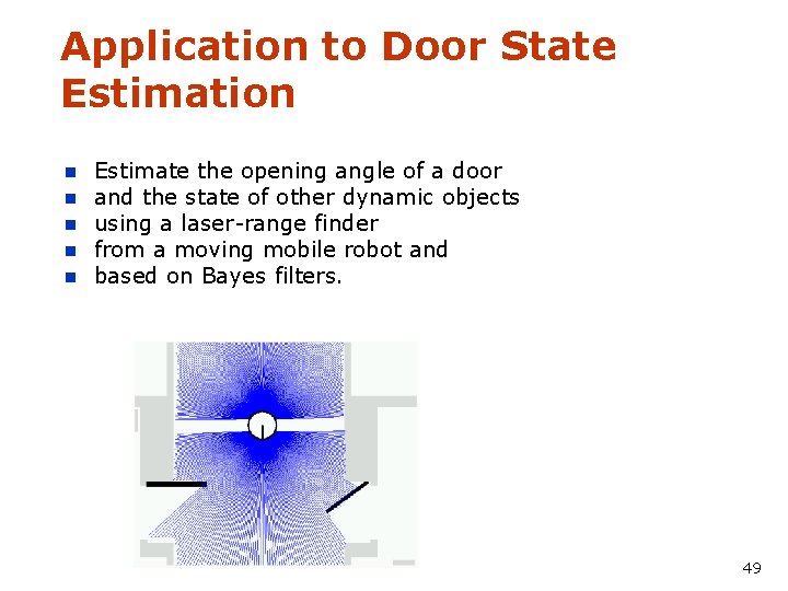 Application to Door State Estimation n n Estimate the opening angle of a door