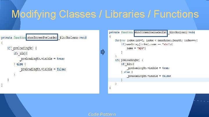 Modifying Classes / Libraries / Functions Code Pattern Modifying Classes / Libraries / Functions Code Pattern