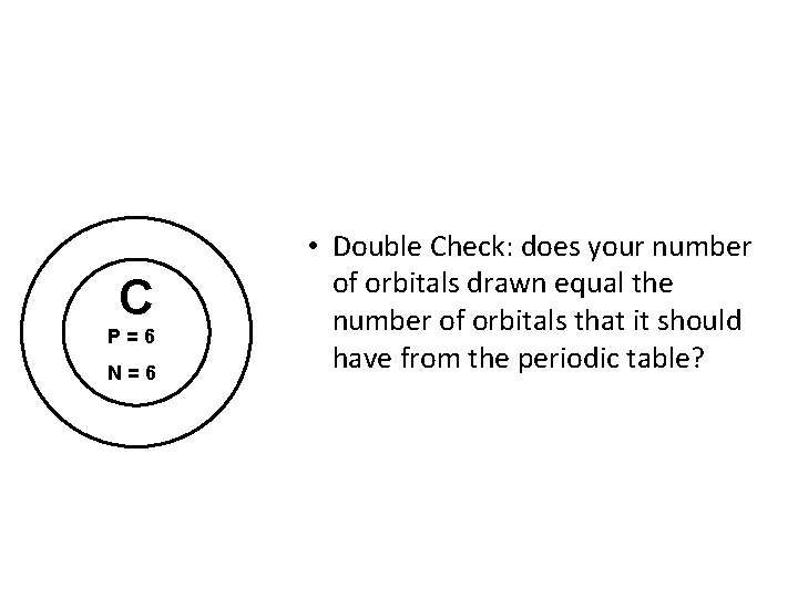 C P=6 N=6 • Double Check: does your number of orbitals drawn equal the