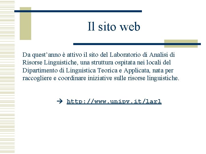 Il sito web Da quest’anno è attivo il sito del Laboratorio di Analisi di