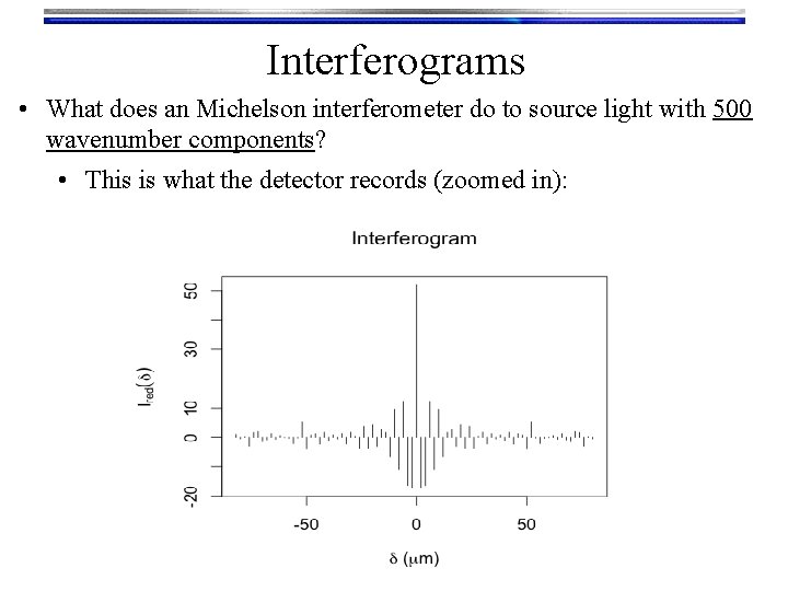 Interferograms • What does an Michelson interferometer do to source light with 500 wavenumber