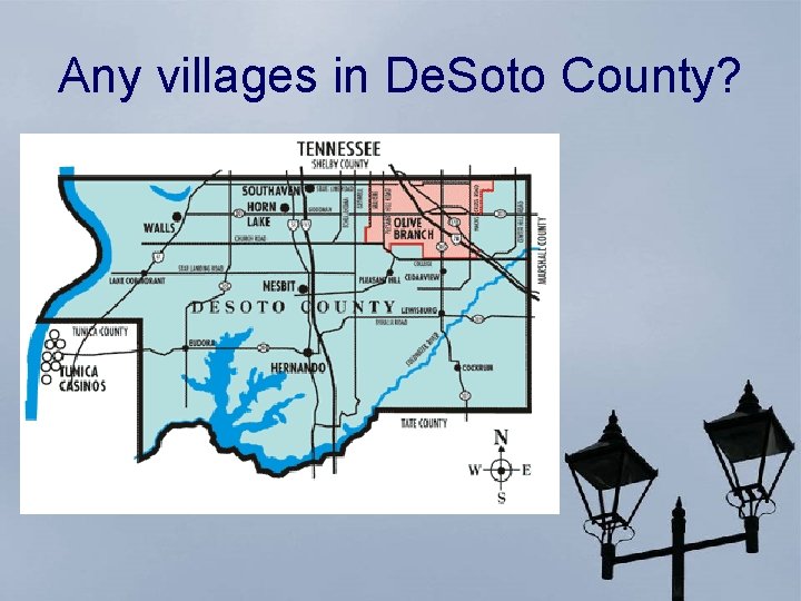Any villages in De. Soto County? 