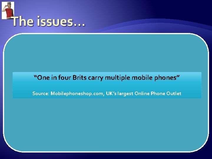 The issues… From our research findings: 1. Many people now carrying more than one