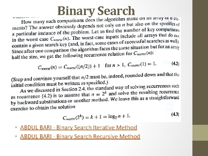 Binary Search • ABDUL BARI - Binary Search Iterative Method • ABDUL BARI -