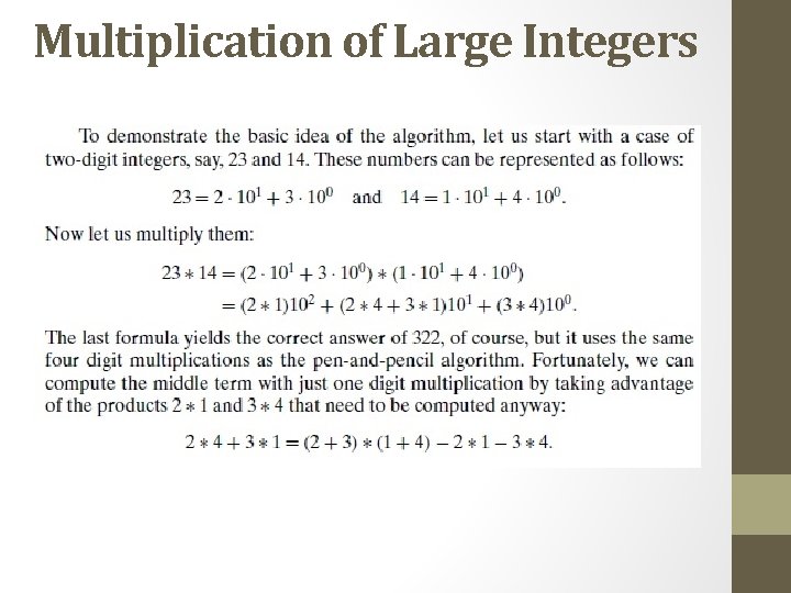 Multiplication of Large Integers 