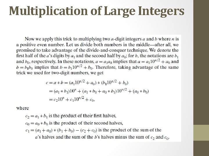 Multiplication of Large Integers 