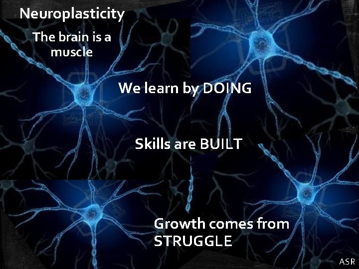 Neuroplasticity The brain is a muscle We learn by DOING Skills are BUILT Growth