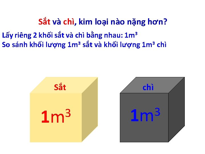 Sắt và chì, kim loại nào nặng hơn? Lấy riêng 2 khối sắt và