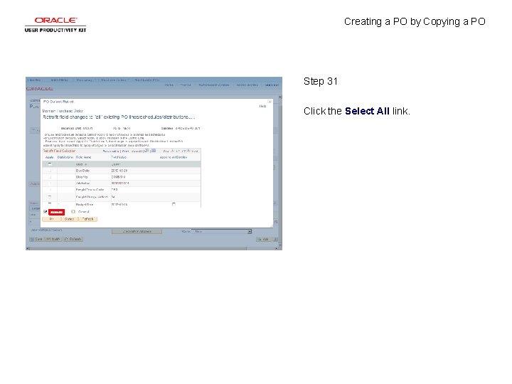 Creating a PO by Copying a PO Step 31 Click the Select All link.