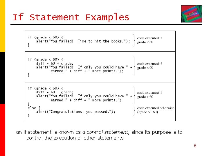 If Statement Examples an if statement is known as a control statement, since its