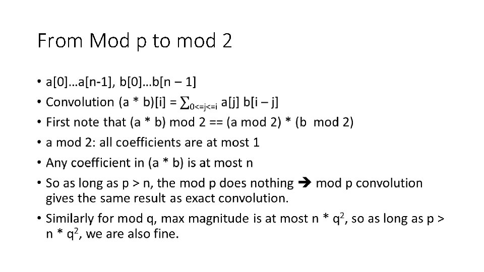 From Mod p to mod 2 • From Mod p to mod 2 •