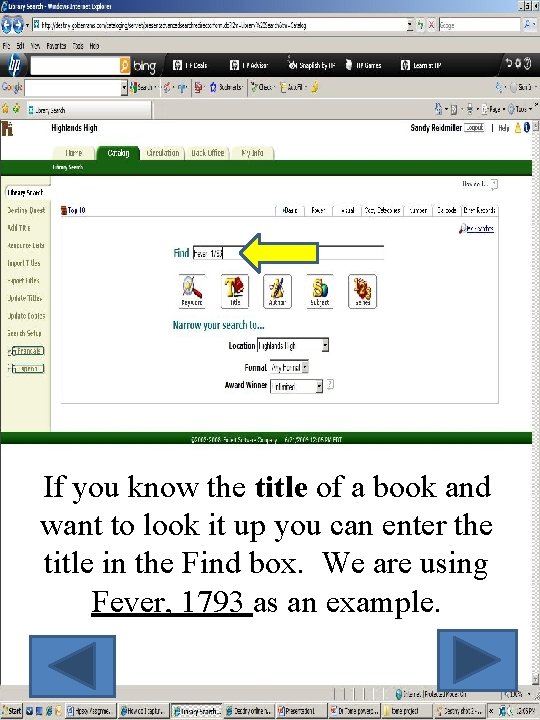 If you know the title of a book and want to look it up